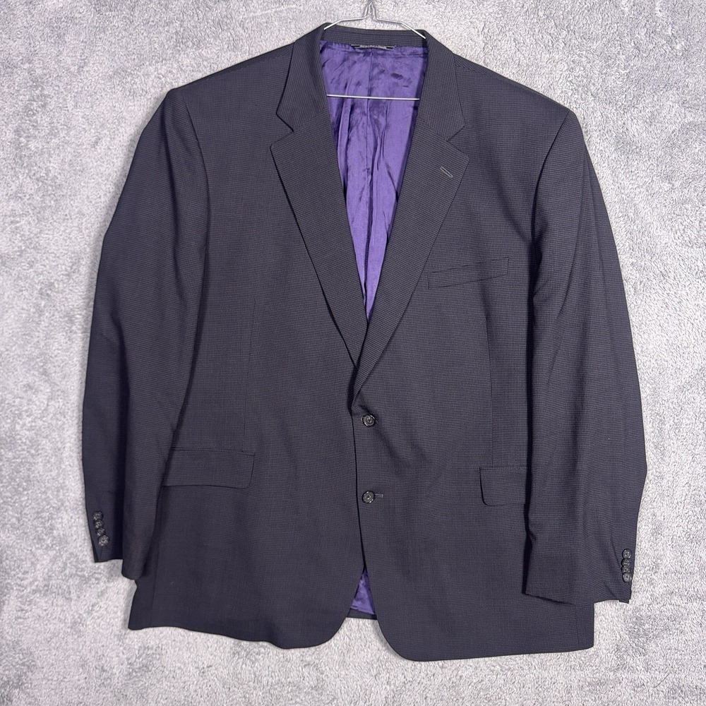 Jack Victor Sport Coat Men 52L Reflex Stretch Wool Lennox CT Micro Check Blazer